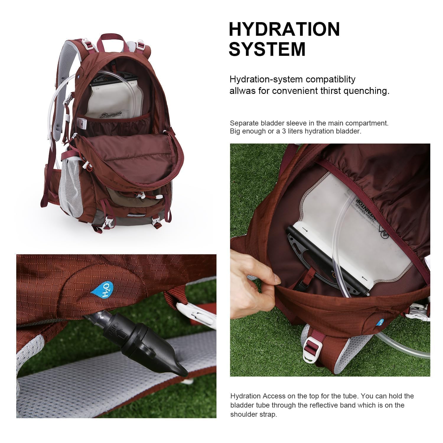 MOUNTAINTOP Mochila de senderismo de 40 litros Mochila de montaña para mujer y hombre Mochilas de viaje impermeable con cubierta de lluvia para senderismo alpinismo camping