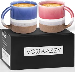 Ceramic Coffee Mugs Set Of 2,13.5 oz Insulated Coffee Cups With Handle, Coffee Mugs With Gift Box Packaging, Perfect For Cappuccino, Latte, Americano, Tea Bag, Beverage