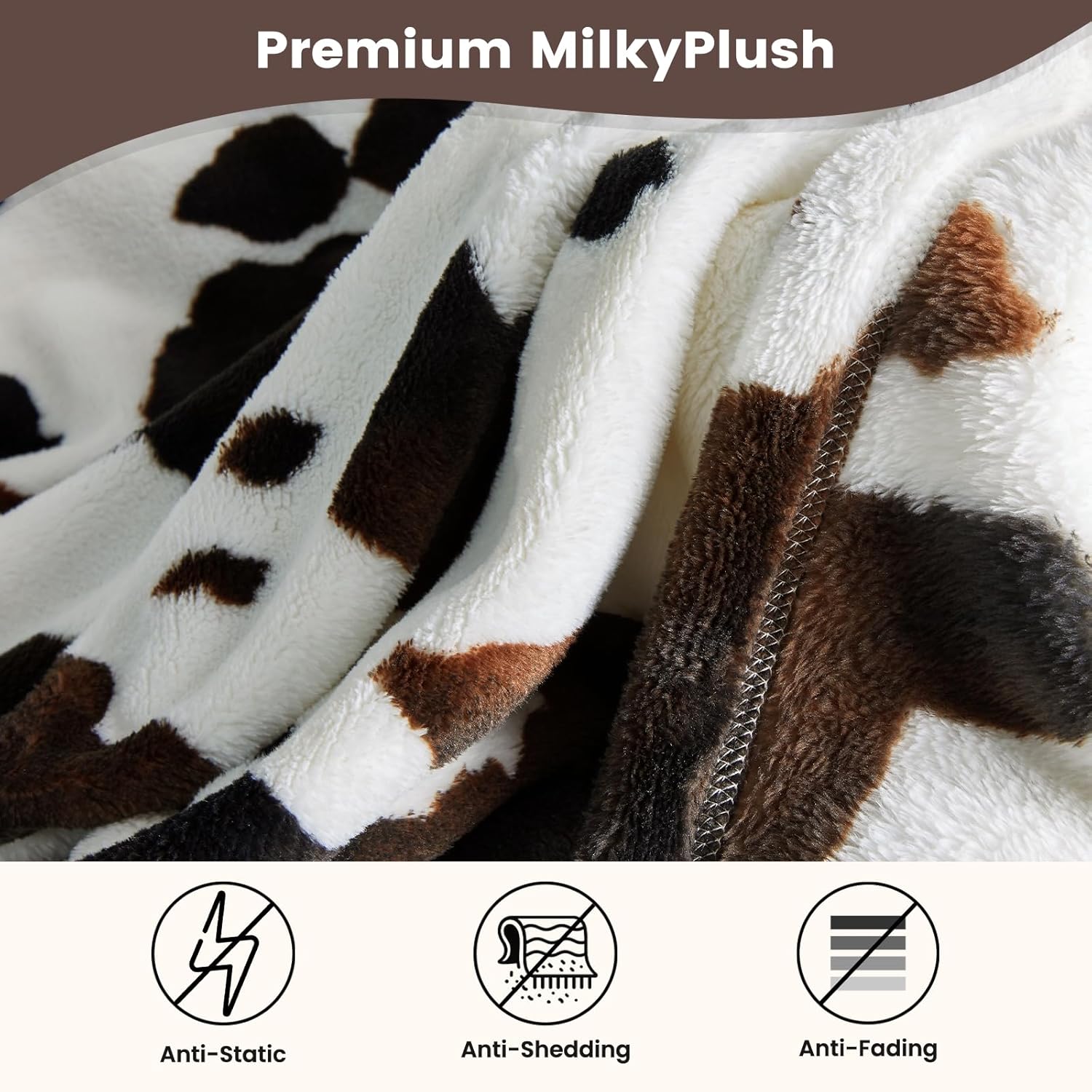 Cozy Bliss Cow Print Throw Blanket for Bed - Fuzzy Thick Soft Warm Fleece Blankets for Couch & Bed, for Women Men Girls Kids, Dark Brown Large King Size 120"*100" - Image 4