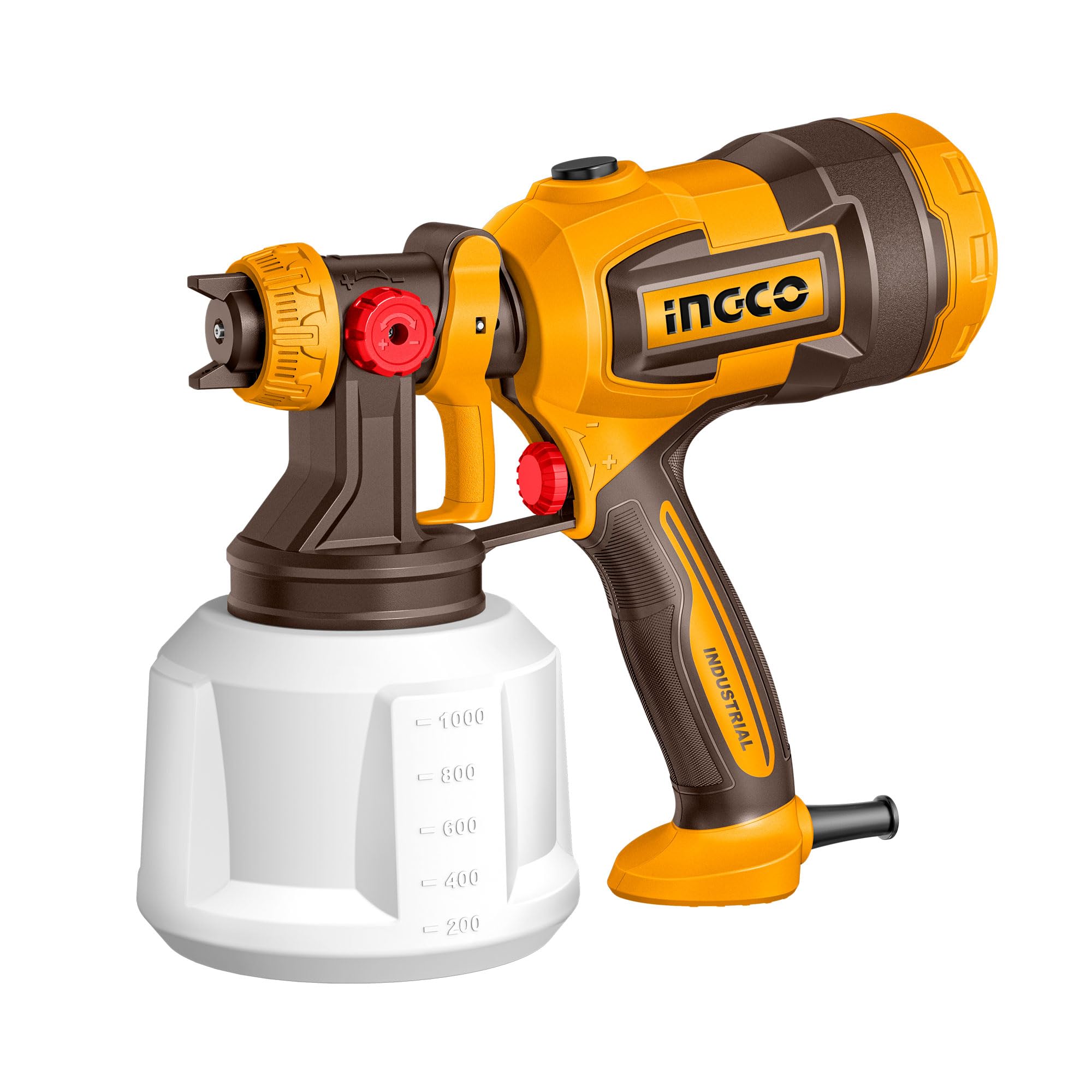 INGCO Corded Paint Sparyer 530W, 130Din-s, 410ml/min, 1000ml Container, Electric Spray Gun for Blowing Dust SPG4506