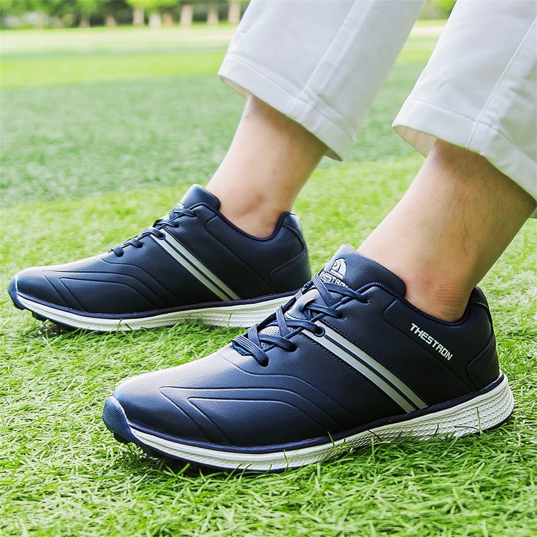 Waterproof Golf Shoes for Men, Spikeless Golf Sport Training Sneakers Outdoor Air Cushion Golf Trainers
