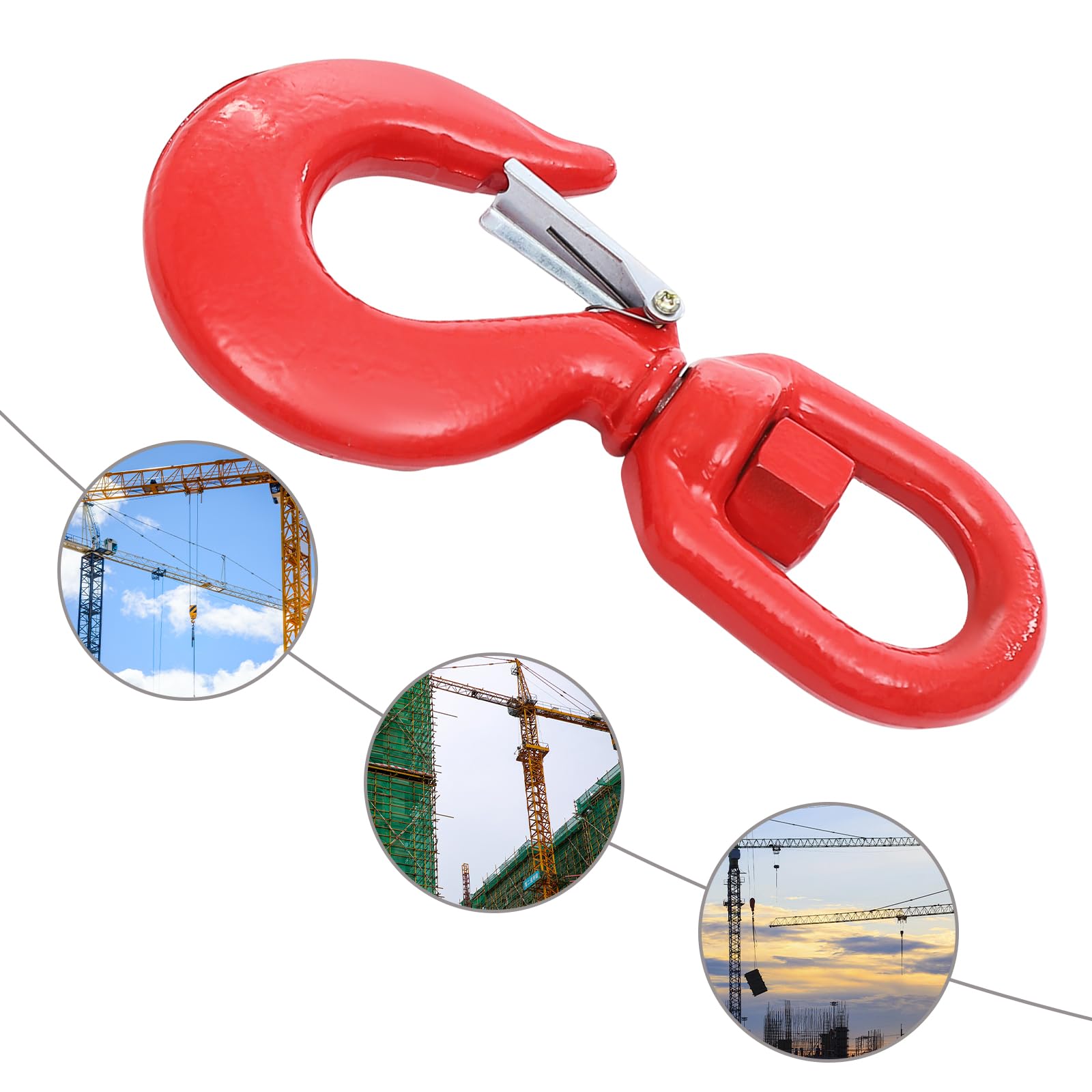 Gancio di sollevamento resistente con chiusura di sicurezza, capacità di 5 tonnellate, gancio per gru in acciaio legato per applicazioni industriali e edili