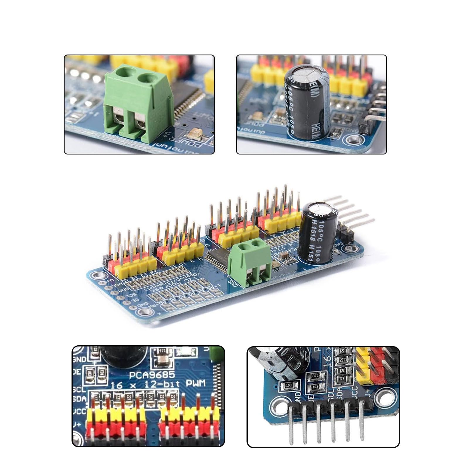 4 szt. PCA9685 PWM sterownik silnika 16-kanałowy, 12-bitowy moduł PWM IIC, rozszerzalny moduł sterownika 16-portowego do robota PWM