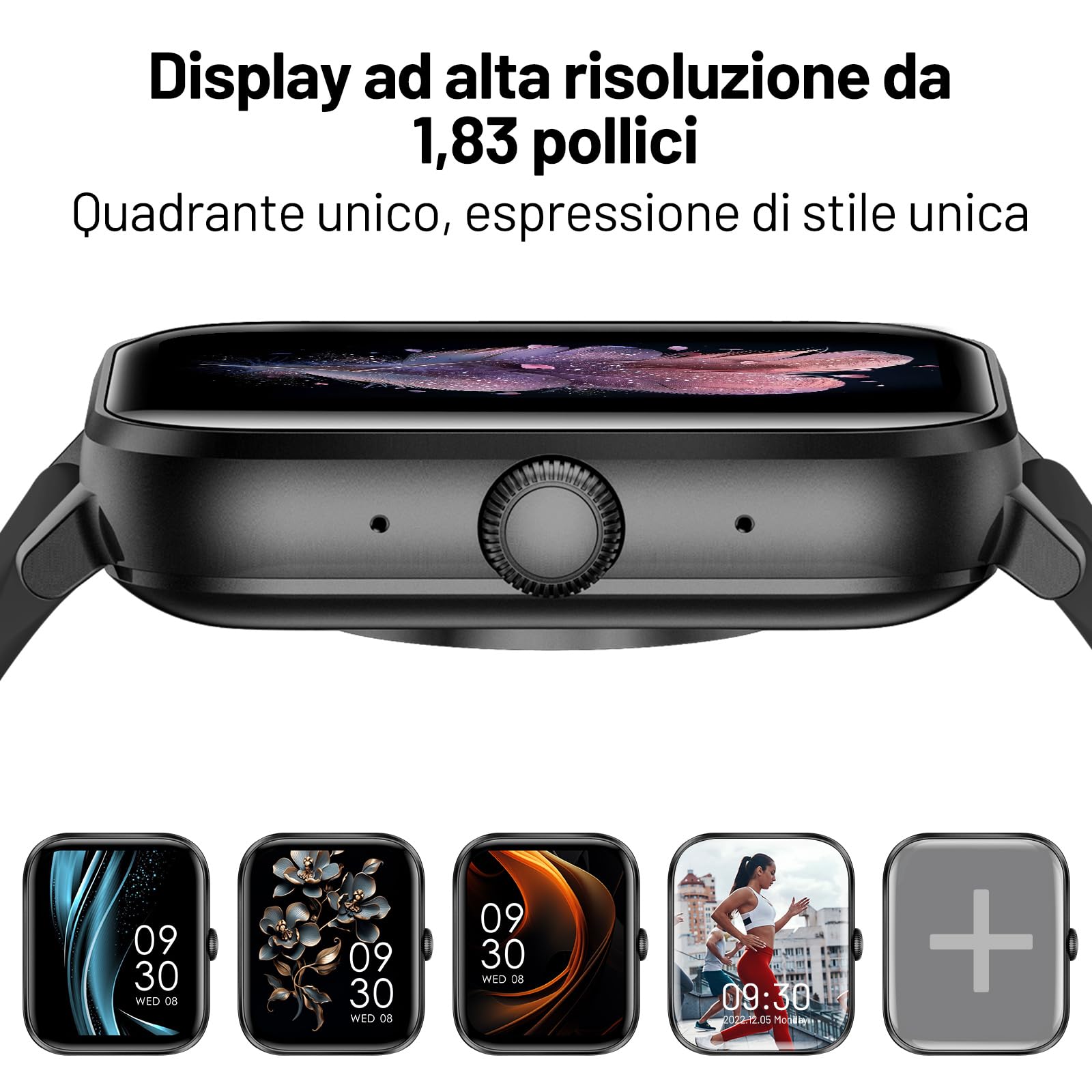 Smartwatch Uomo Donna con Chiamate, 1,83" Schermo Touch HD, Fitness Watch con Monitoraggio Battito/Sonno, Contapassi, 123+ Modalità Sportive, Impermeabile IP67 per Android iOS