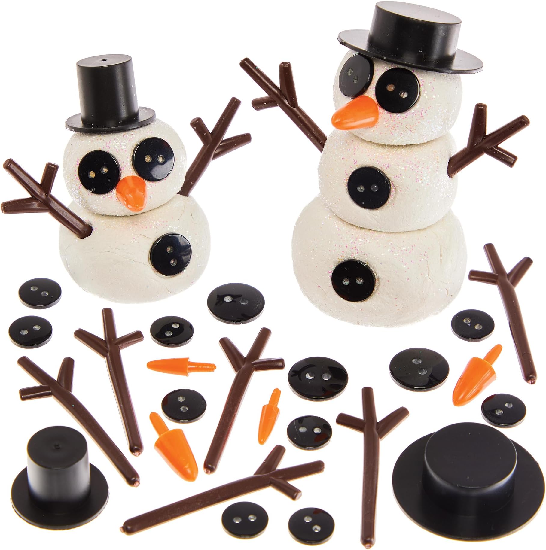Baker Ross FX867 Diy Snowman Accessory Kit - Pack of 120, Christmas Arts and Crafts Decoration Kits for Kids