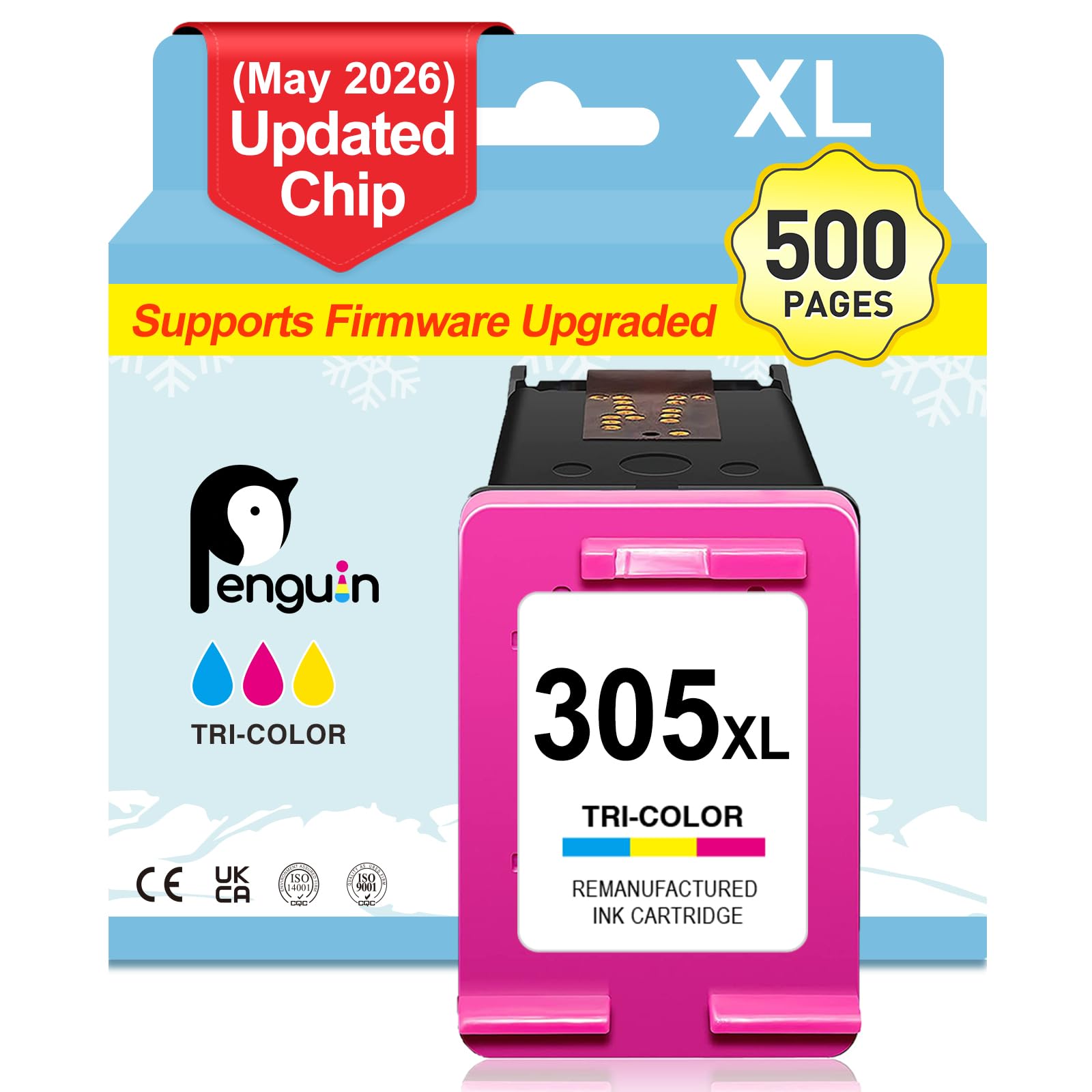 Penguin 305XL Color Tinta para HP 305 XL DeskJet 4220e 4222e 4200e 4210e | Cartucho 305 xl Tri-Color DeskJet 4230e 4200 4210 4220 4222 Cartuchos de Tinta para HP 305 Color Tinta Impresora para HP 305