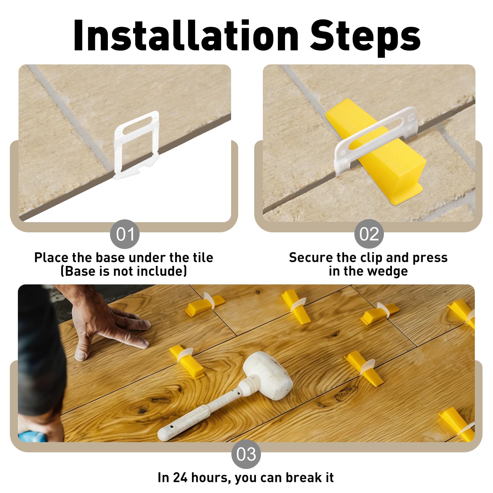 PATIKIL 400 cuñas de sistema de nivelación de azulejos, cuñas reutilizables para nivelación de azulejos para espaciadores de 1/8 pulgadas, 1/16 pulgadas, 1/32 pulgadas para instalación de pared de