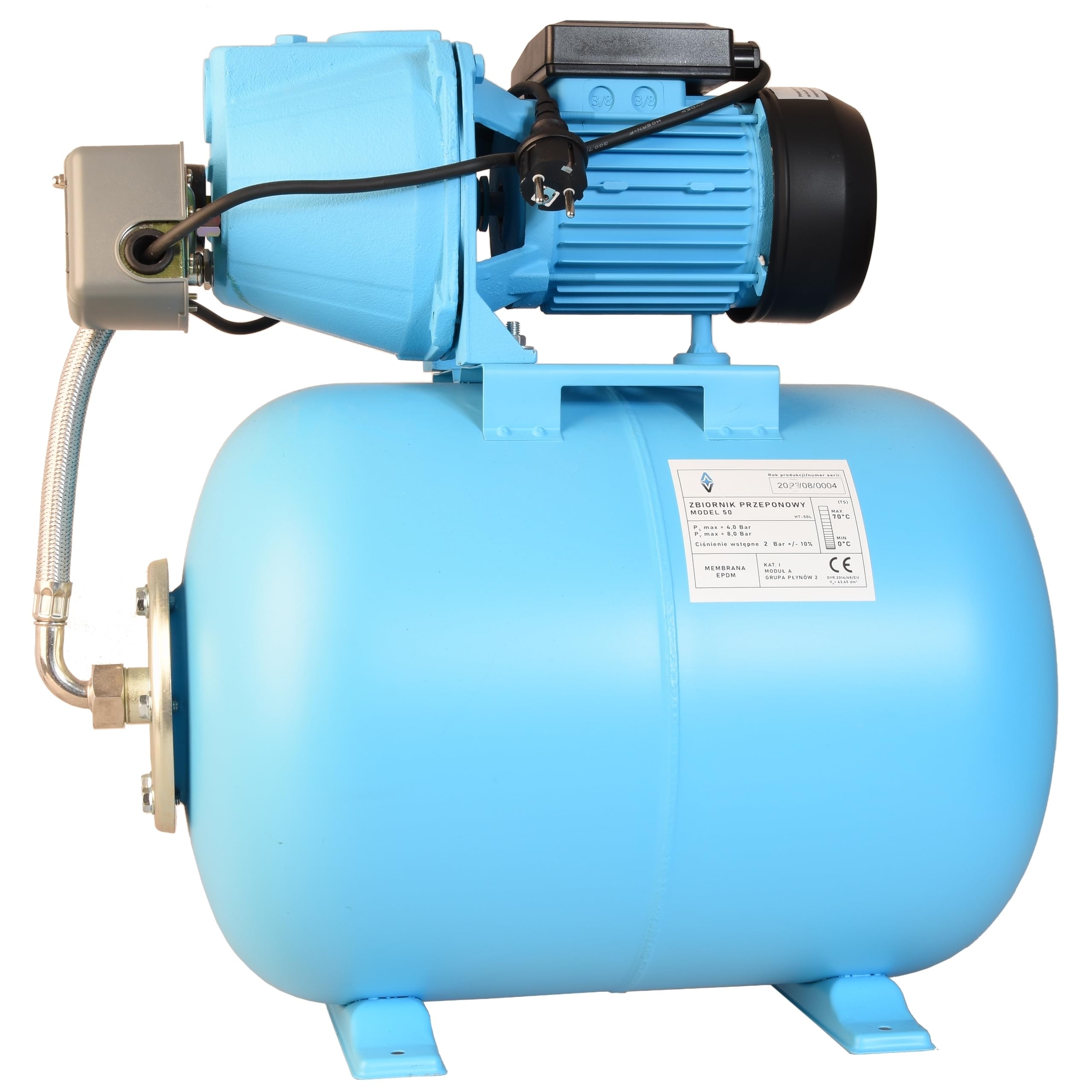 Kit idroforo per acqua da 50 l pompa idroforo SET 100S (750 W, 3000 l/h, sollevamento max. 42 m) Serbatoio a diaframma 50 L Accessori EFFICIENTI