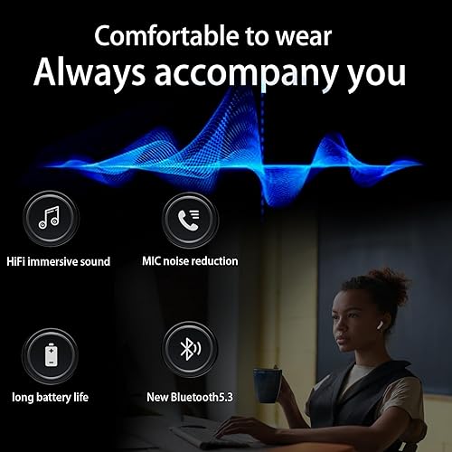 Miniatura 2 de Auriculares inalámbricos de alta fidelidad estéreo con micrófono reducción de ruido Bluetooth 5.3 auriculares 40 horas de reproducción impermeable