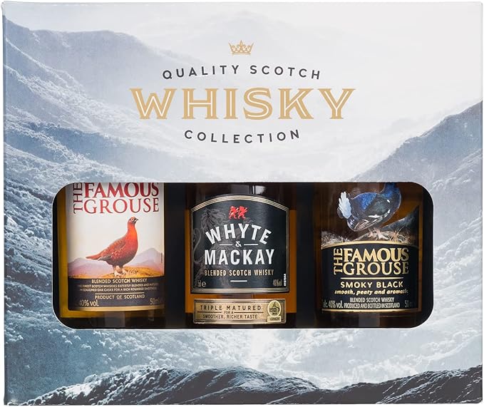 Scotch Whisky Selection Trio in a Tartan Gift Box by Blue Tree Gifts