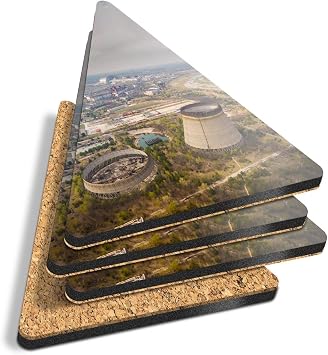 4 x Triangle Coasters - Chernobyl Nuclear Reactors Ukraine Cork Backed MDF Glossy Tea Coffee Accessory #44572