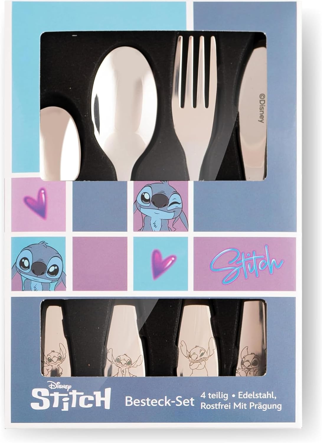 Stitch 4tlg EDS Cutlery set: EDS, mit Prägung, im GK