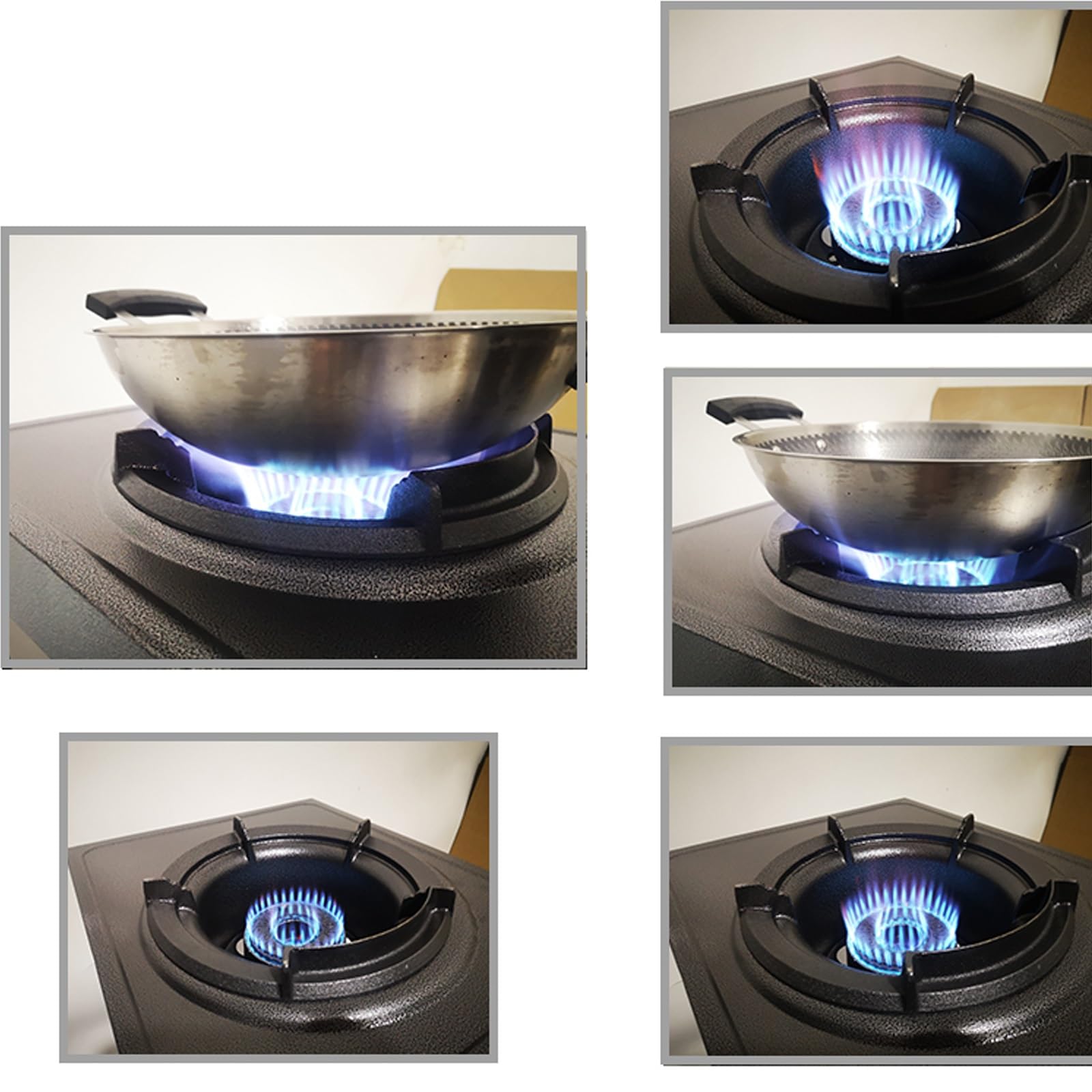 Hornillo Gas Butano, Presión Alta Cocina de Gas Butano con Encendido Automático, Potencia Ajustable, Quemador Individual de Hierro Fundido, Ideal para Cocinar en Wok(34cm)