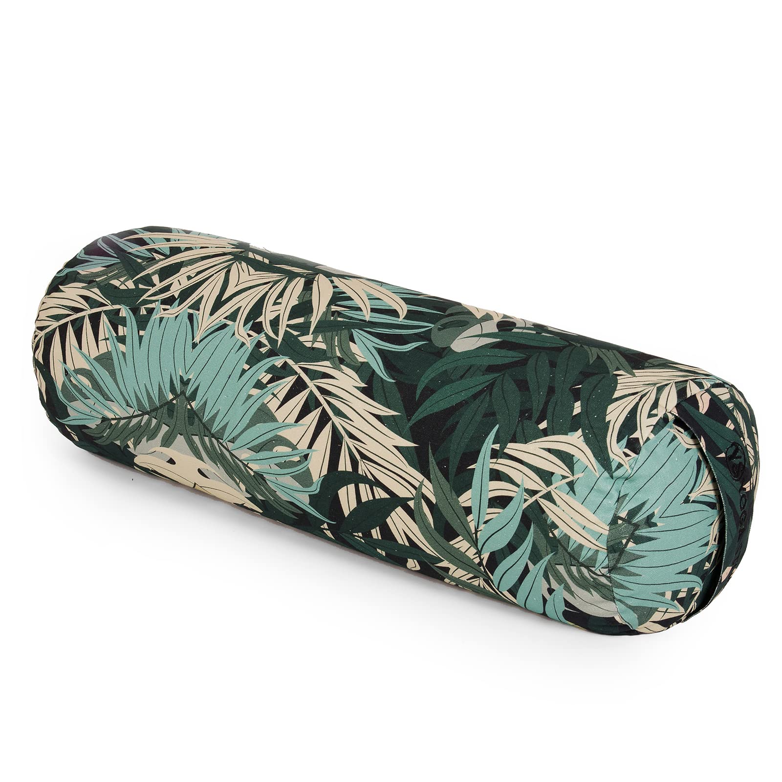 Yoga Studio Cojín orgánico diseñado con trigo sarraceno – 23 cm x 61 cm, cojín de yoga de trigo sarraceno con diseño de selva verde, cojín ligero, funda de algodón