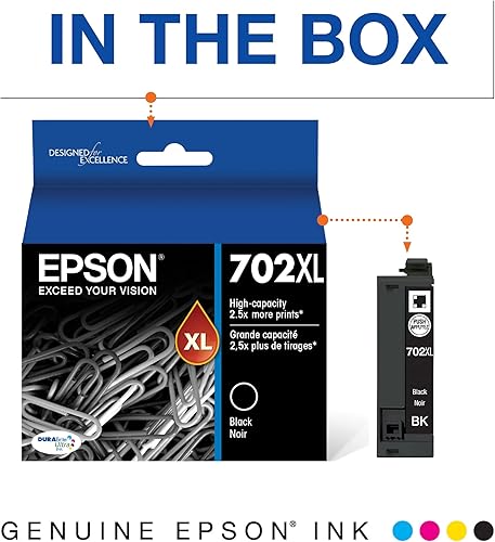 Miniatura 19 de Epson T702XL120 DURABrite cartucho de tinta de capacidad ultra-alta, Negro Negro -,Magenta,Paquete combinado negro y color.,Cian,Amarillo