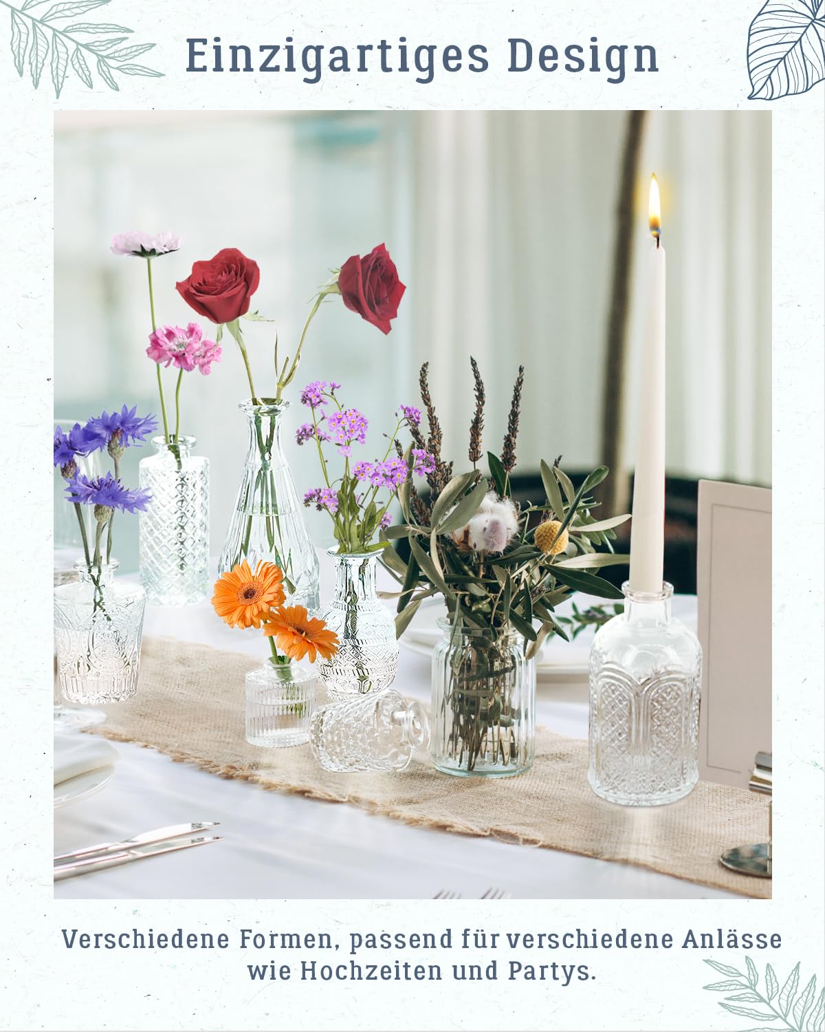 klare Glasvasen 30 Stück, kleine Glasvase für Blumen, Mini-Blumenvasen