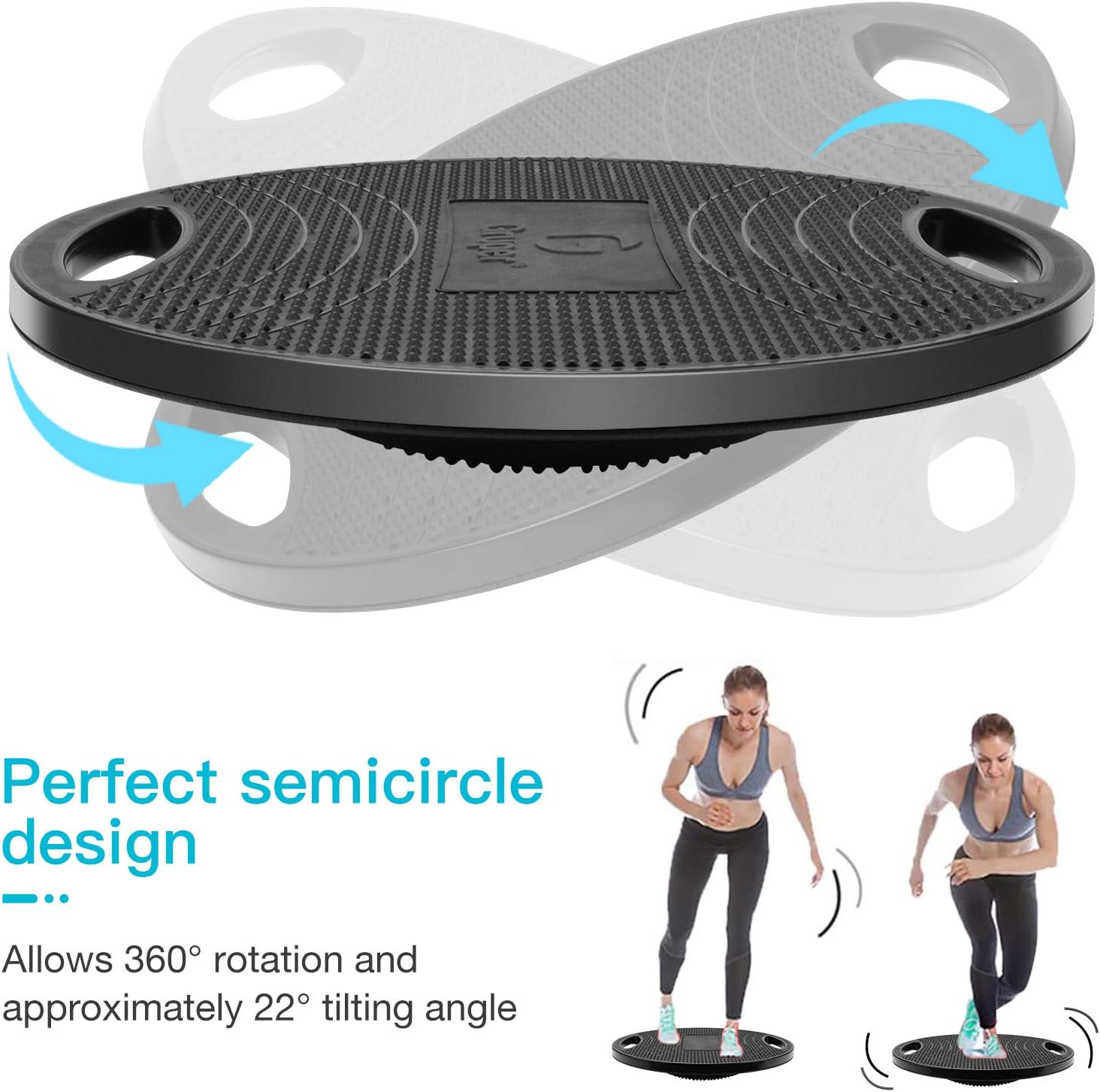 Gruper Wobble Balance Board,Exercise Balance Stability Trainer Non-Skid TPE Bump Surface & Bottom Healthy Material Portable Rocker Board for Balance Training and Exercising