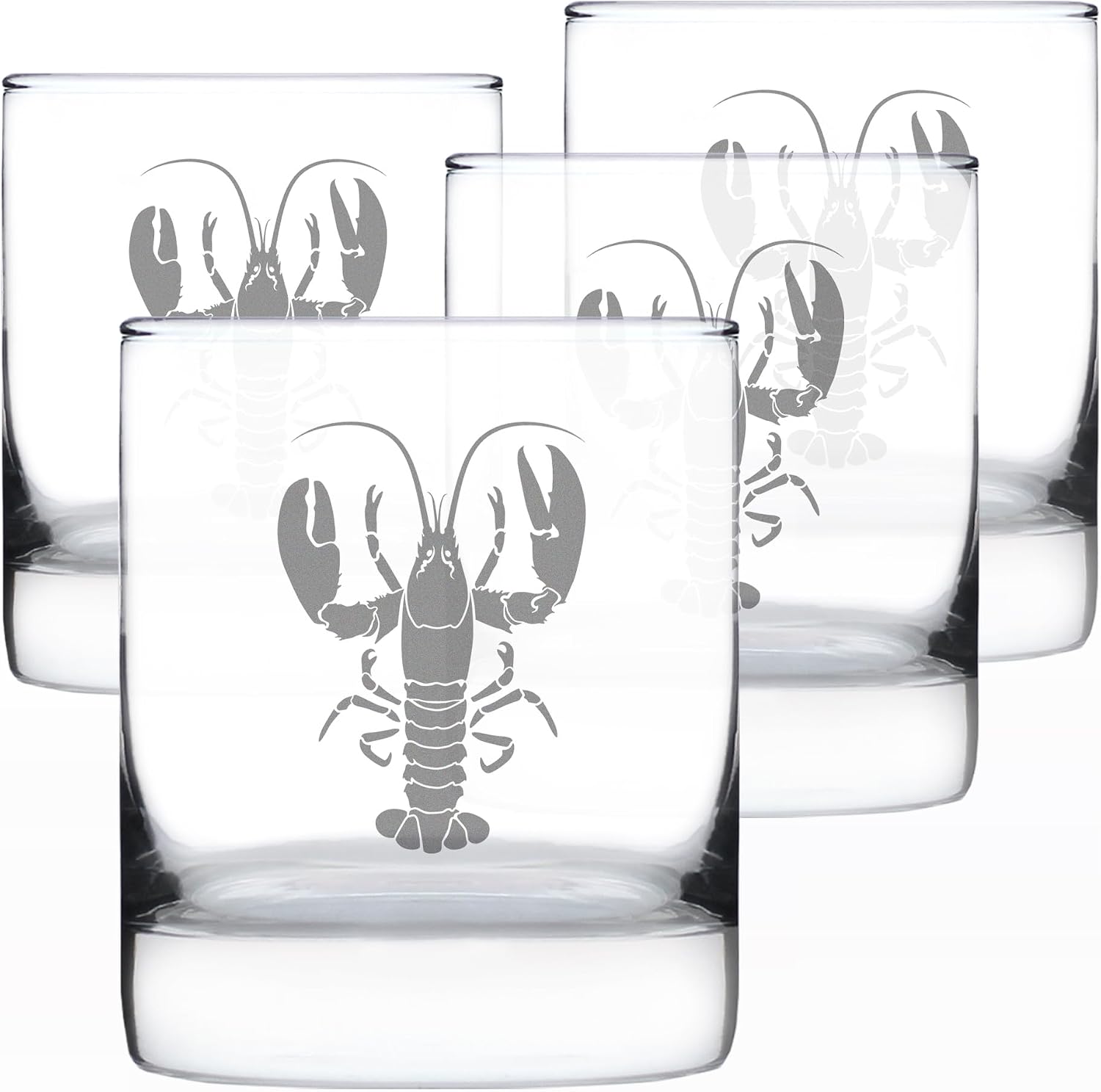 Bevvee Lobster - Whiskey Rocks Glass - Lobster Gifts, Maine Souvenirs and Decor - Set of 2-10.25 oz