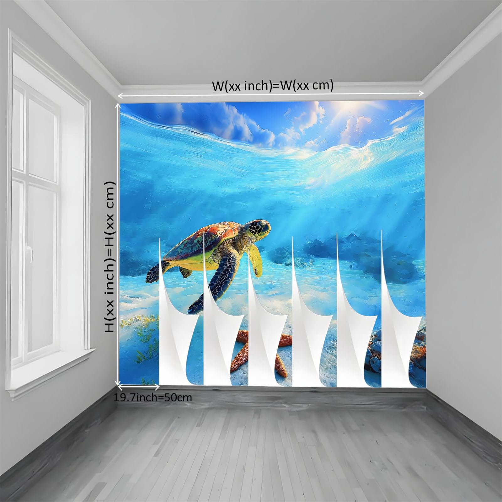 Podwodny świat żółw rozgwiazda tapeta sypialnia dzieci chłopcy tapeta 3D mural, niebieski pokój dla dzieci nastolatków plakat zdjęcie fototapeta pokój tematyczny pokój zabaw 400 x 280 cm