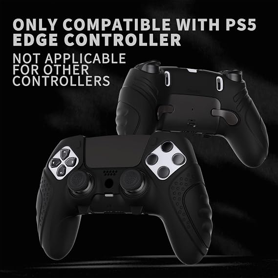 PlayVital Guardian Edition Silicone Cover for ps5 Edge Controller Black