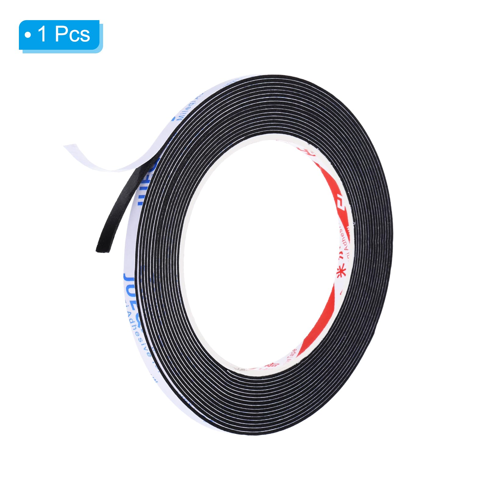 PATIKIL 5m/16.4ft Sigillatura Schiuma Nastro, 5mm Largo 1mm Spessore Singolo Sided Intemperie Rimozione Porta Guarnizione Striscia Paraspifferi per Finestra Porta Isolamento, Nero