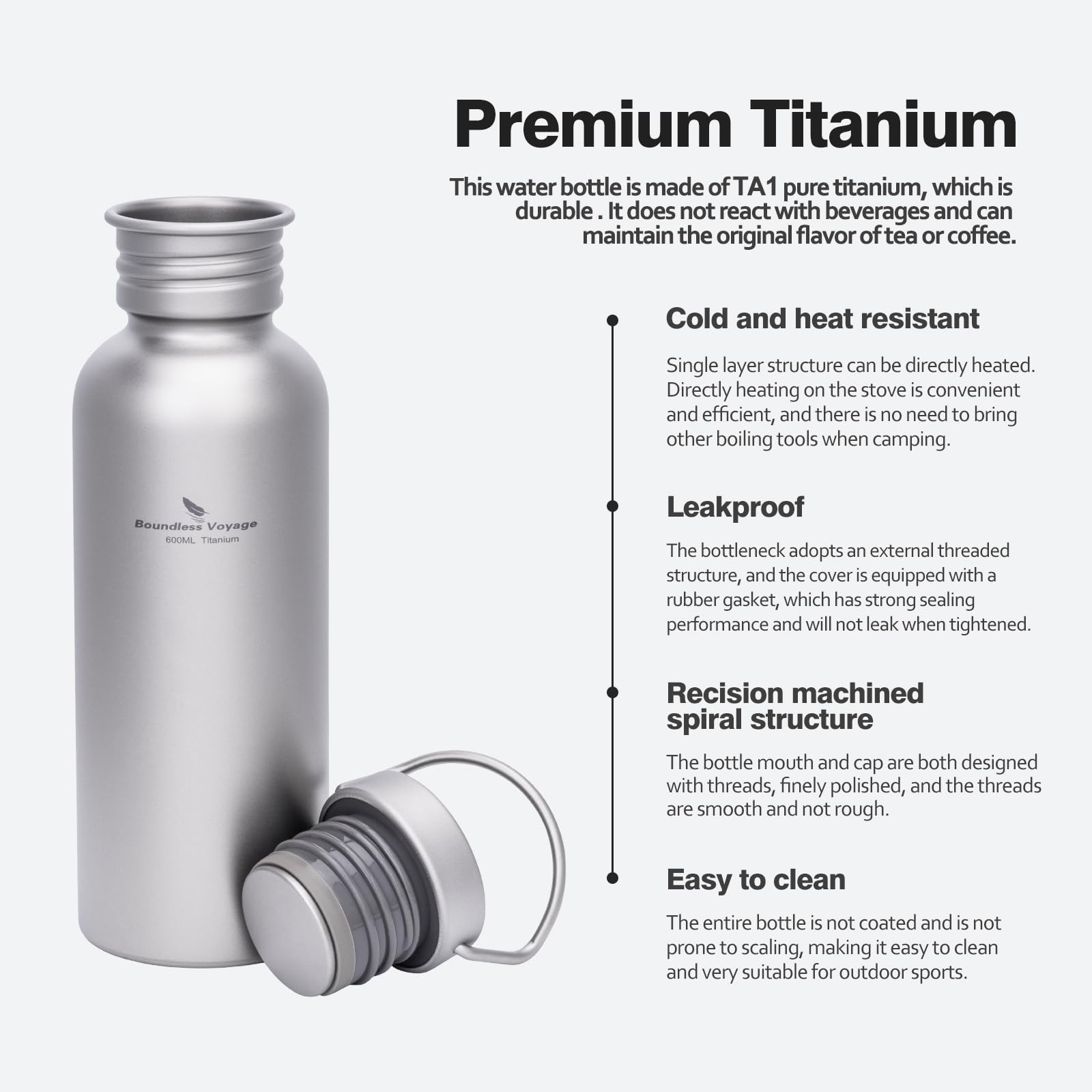 Amazon.com : Boundless Voyage Titanium Water Bottle with Lid Wide