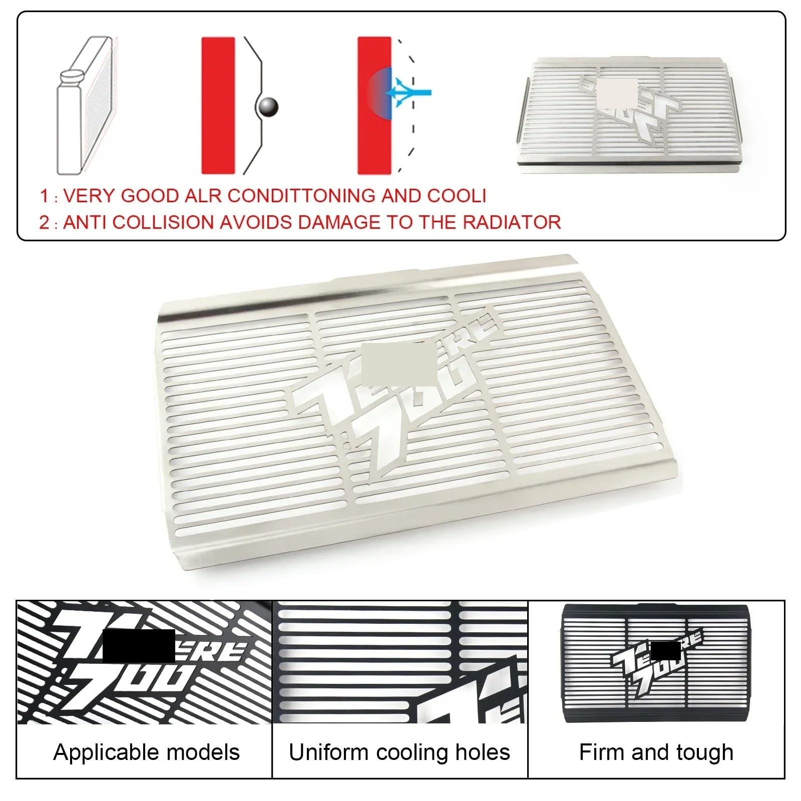 Protector de radiador para Tenere 700 (2019-2024), rejilla resistente de aluminio 6