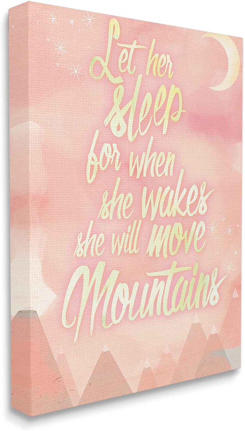Stupell Industries Let Her Sleep Pink Water Color Mountains Canvas Wall Art, 30x40, Design by Artist Kimberly Glover