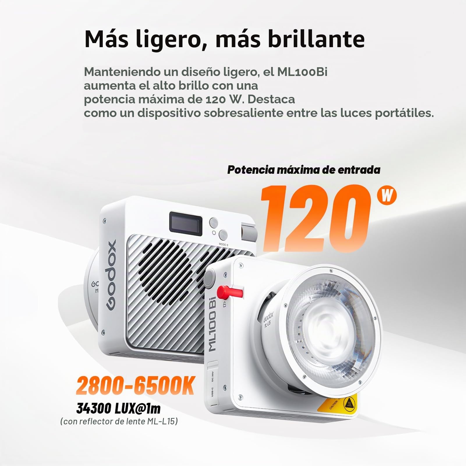 Godox ML100Bi Kit1 Luz de Video LED de Bolsillo 120W Luz de Relleno Bicolor para fotografía 2800K-6500K CRI97+ TLCI98+ Control de aplicación 11 Efectos de iluminación Soporte Godox