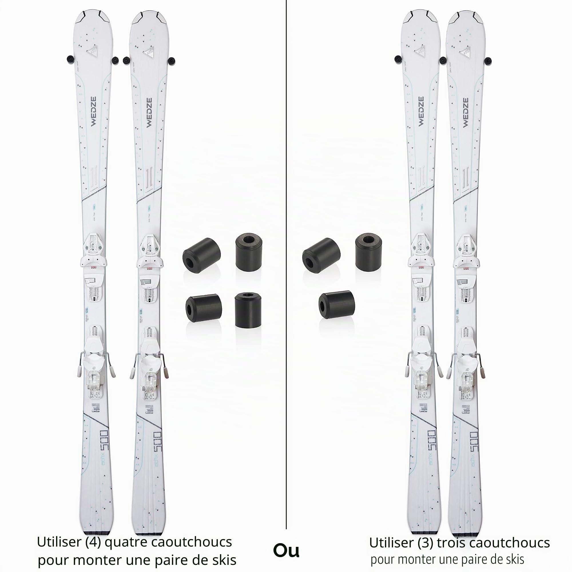 arkorus (8 PCS) Support mural pour skis, Crochet de rangement sans dommage, rack vertical flottant moderne, clip fixation pour ranger, suspendre vos skis en sécurité, organiseur d’équipement ski