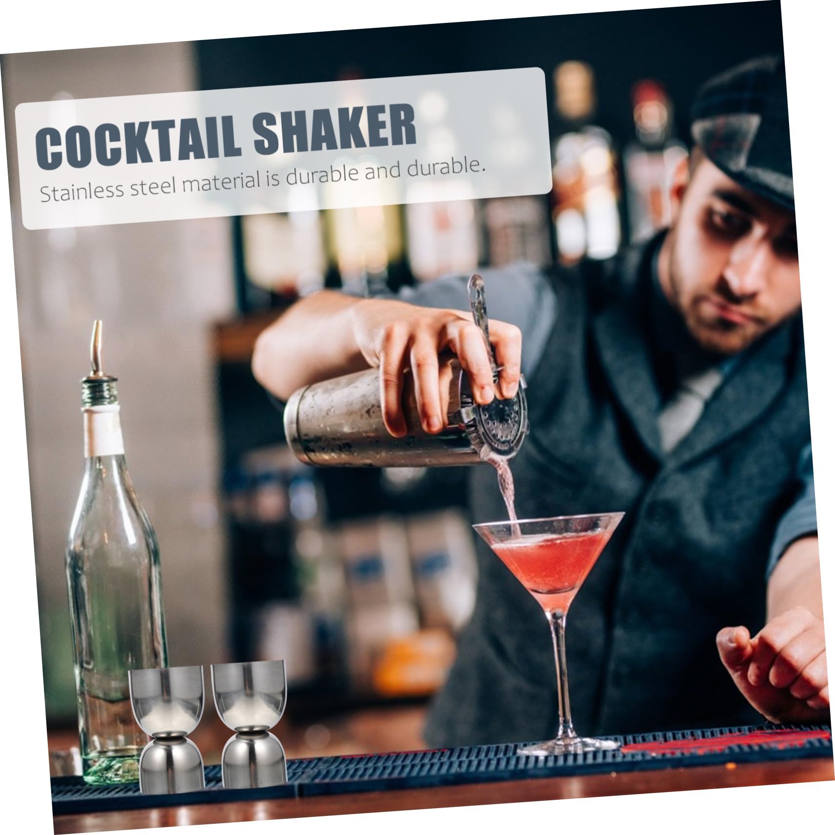 Ciieeo Kit Shaker Cocktail Acier Inoxydable Outil de Bar Polyvalent pour Maison Kit Complet pour Préparation de Cocktails