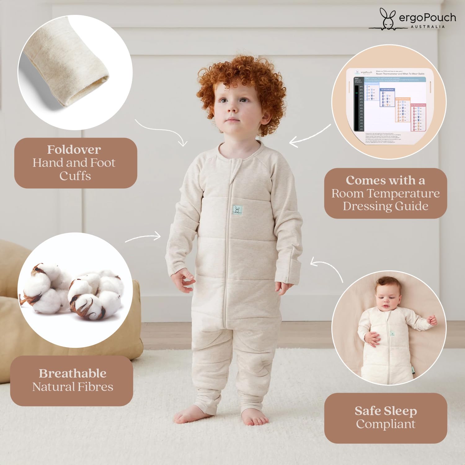 ergoPouch Schlafstrampler 3,5 Tog – warmer Baby-Strampler & Schlafschicht mit durchgehendem Reißverschluss, schützt vor Decken, atmungsaktiv und bewegungsfreundlich, ideal für den Übergangsschlaf
