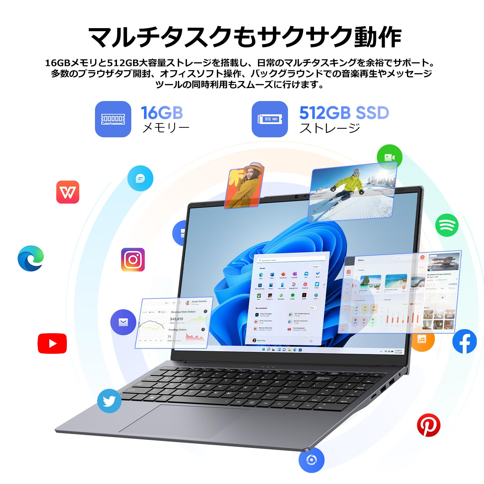 Amazon.co.jp: Eyy Laptop Office 2024 15.6 Core m3-8100Y 16GB
