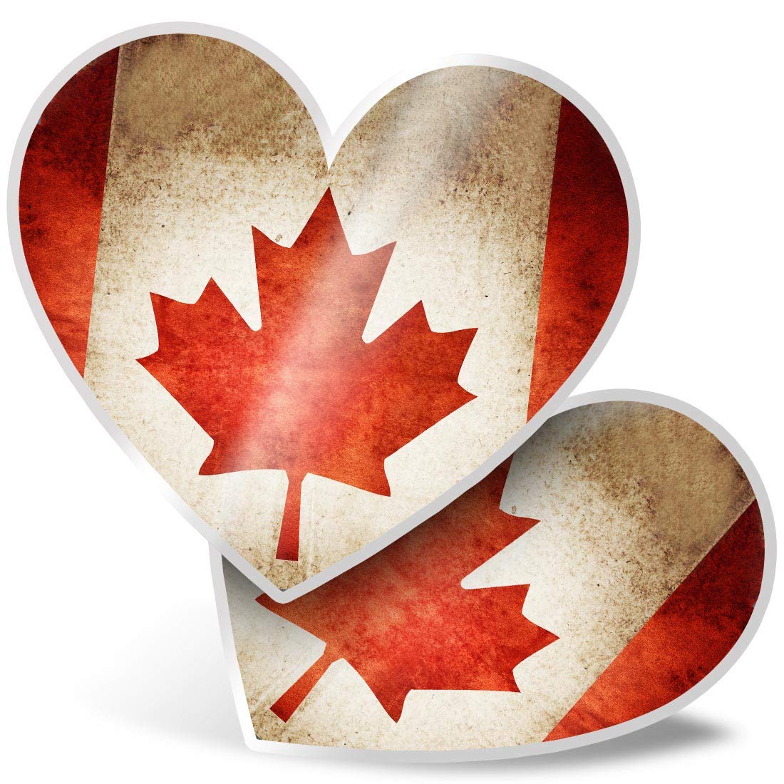 Destination Vinyl Ltd Multi 2 X 7.5Cm Heart Stickers - Canada Flag Canadian Travel Decals 3165