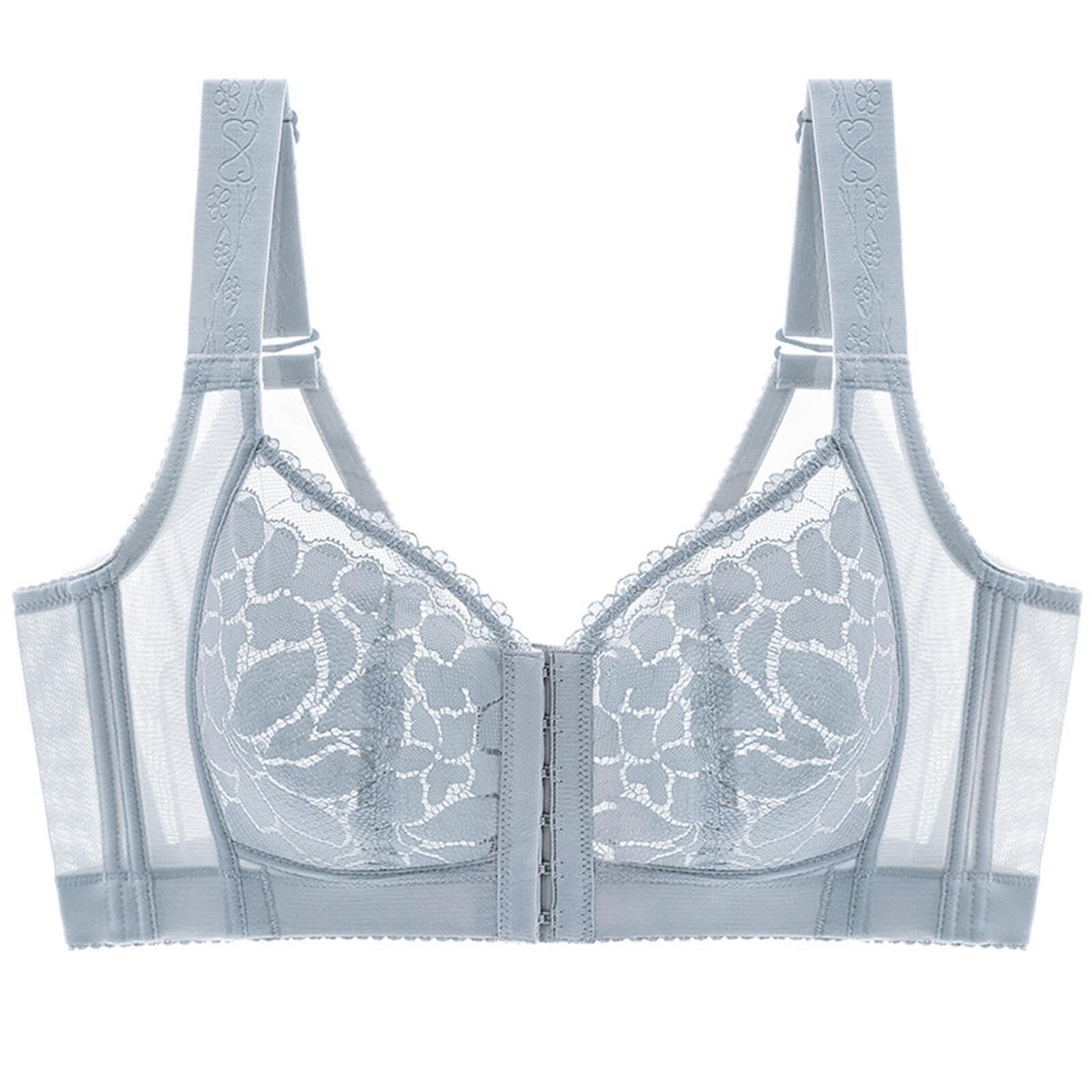 Yuyuch Women's Pallid Full Coverage Front Closure Push Up Bra Wireless Unpadded Support Minimizer Plunge Everyday Bras