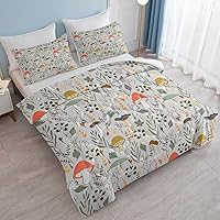 Vista 84 de SOULZZZ Juego de ropa de cama retro hippie tamaño matrimonial, edredón floral de hongos margaritas para niñas y mujeres, edredón negro con 2 fundas