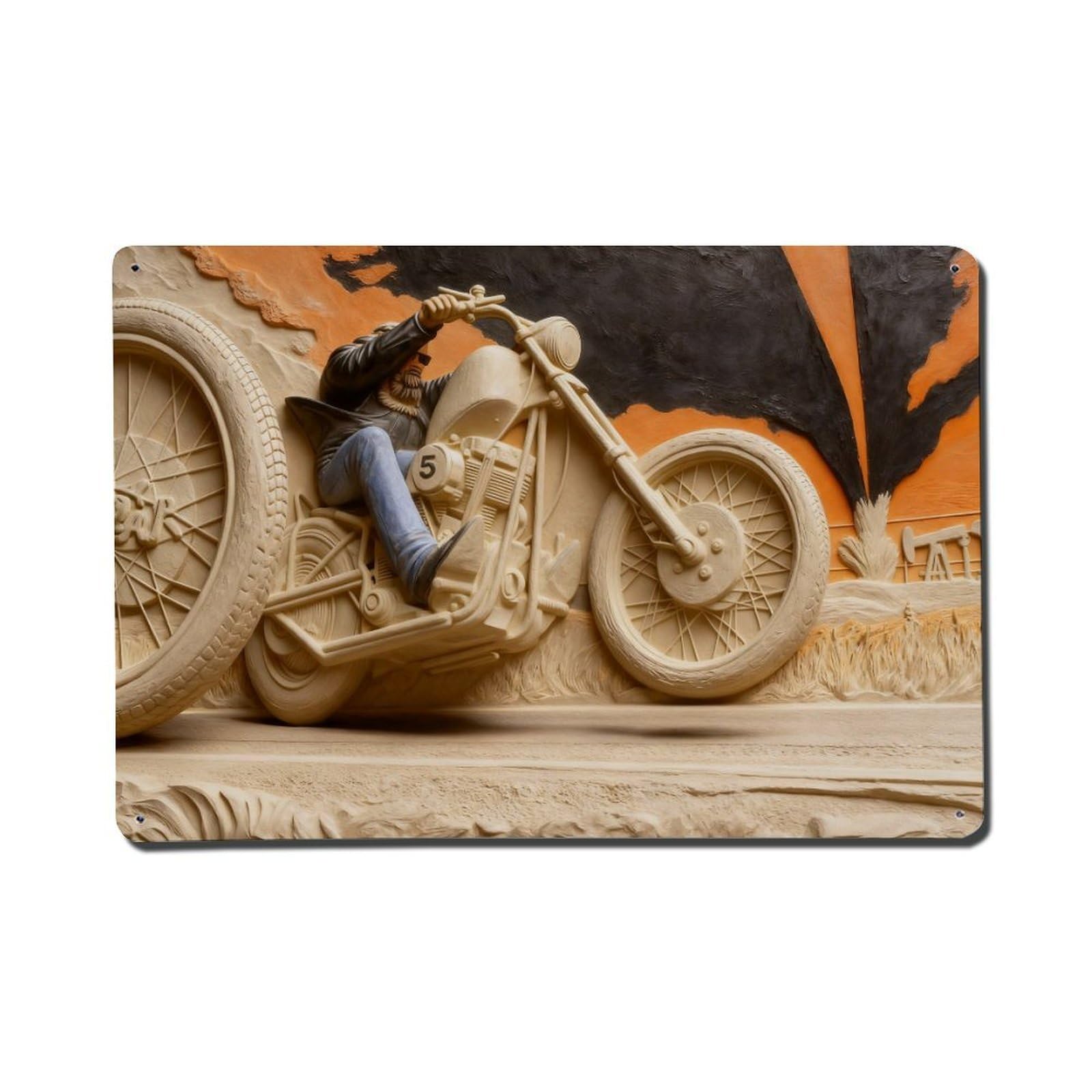 Motorcycle Rider Sunset Road Art Vintage Metal Tin Sign Retro Wall Decor, Bar Garage Cafe Kitchen Home Wall Art Poster Decoration 8x12inches
