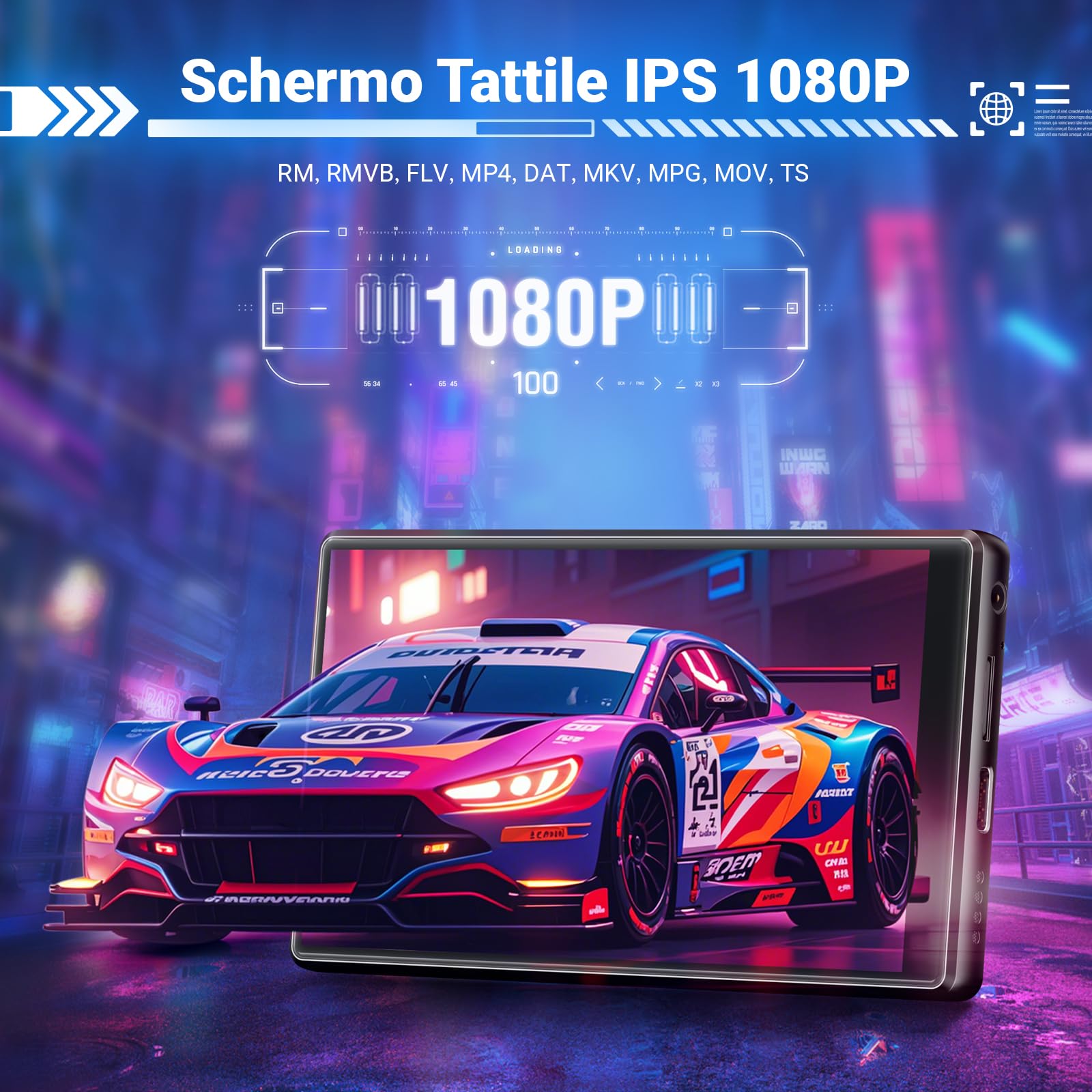 MECHEN 256GB Lettore MP3 Spotify Bluetooth WiFi, Android 13 e WiFi Streaming, Display IPS da 5,0 pollici 1080P, Audible Deezer Amazon Music Preinstallato (X56-D)