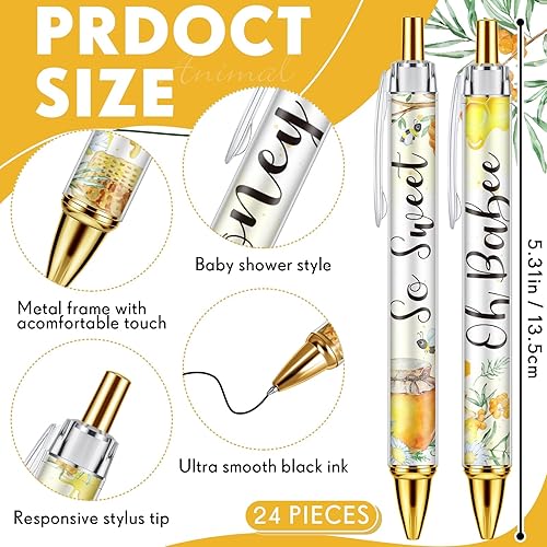 Vista 2 de Chuangdi 24 bolígrafos retráctiles a granel, con tinta negra, regalos para invitados, suministros escolares