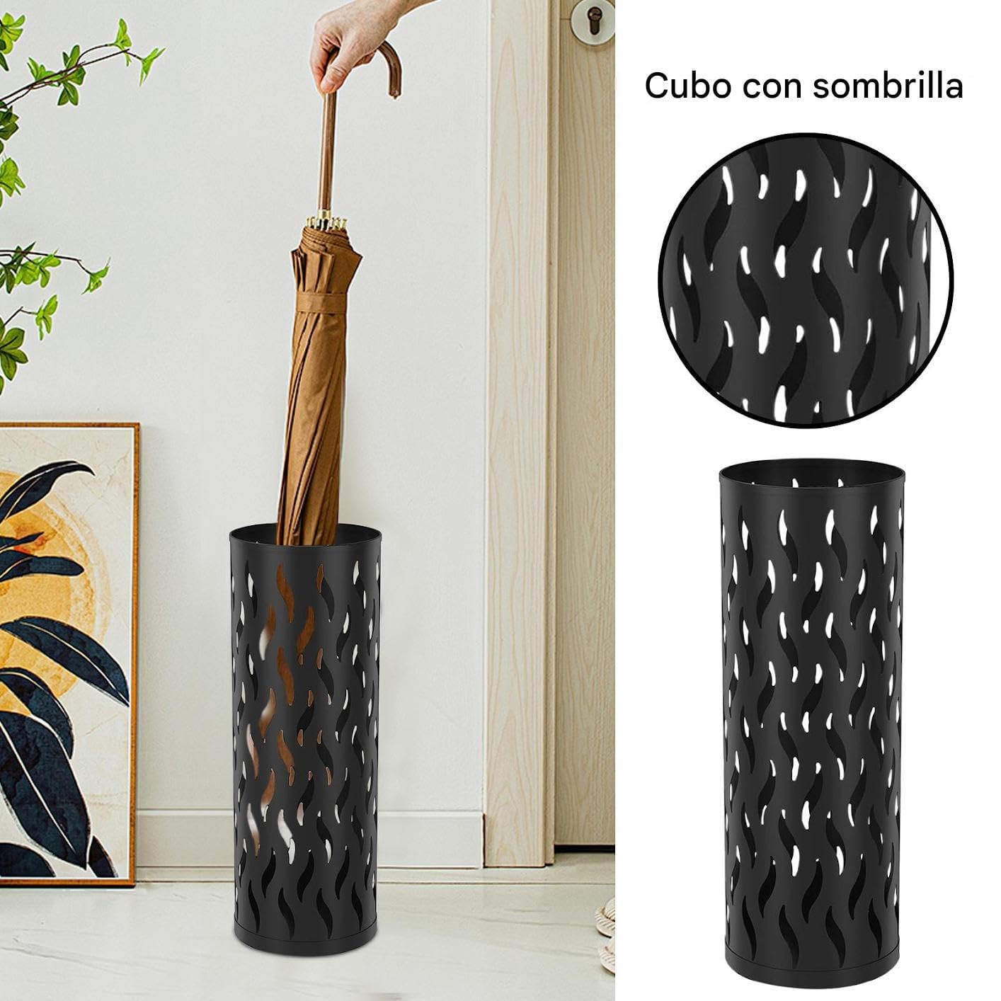 Portaombrelli in metallo, 15 x 15 x 42 cm, decorazione per interni, per soggiorno, ingresso, corridoio, balcone, ufficio, hotel, reception