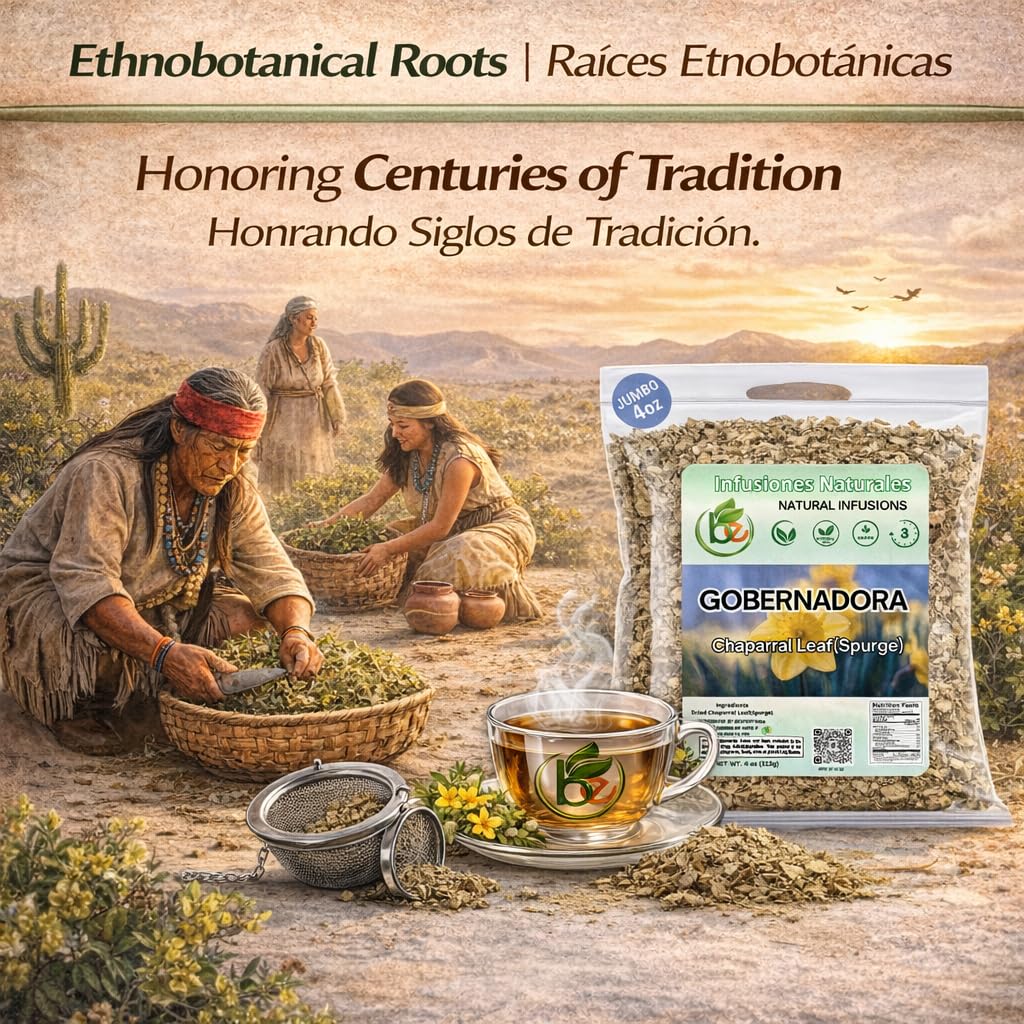 Gobernadora Tea (Chaparral Leaf) 4 oz with Stainless Steel Tea Infuser – 100% Natural Larrea tridentata – Traditional Desert Herb for Wellness – Wildcrafted, Caffeine-Free, Vegan – Authentic by BEXPERTSUSA - Image 9