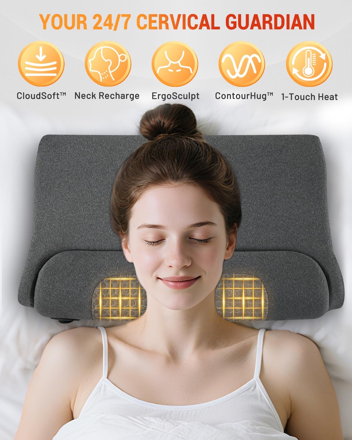 3-in-1 Neck Massager Pillow | Relieves Neck Hump & Shoulder Pain - Heating, Vibration & Airbag Lift for Deep Tissue Comfort (Grey) - Image 3