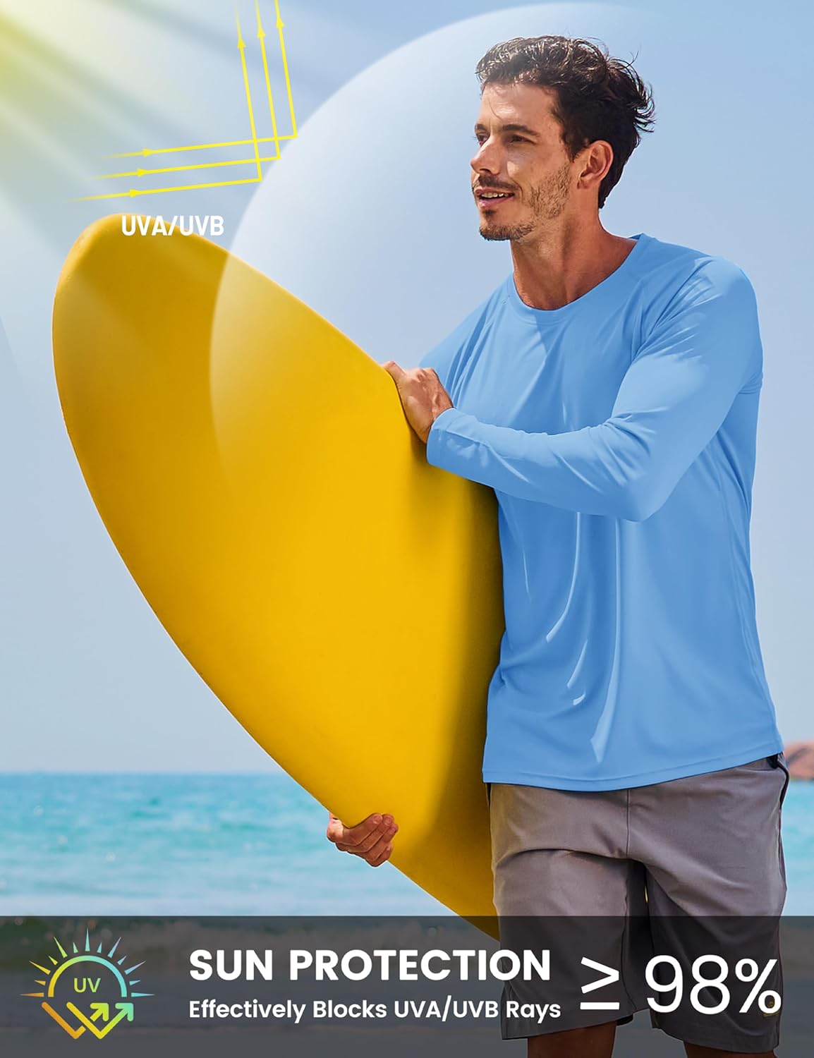 TACVASEN Men's Long Sleeve Shirts UPF 50+ Sun Protection Dry Fit Shirt Lightweight Workout Athletic T-Shirt Rash Guard - Image 3