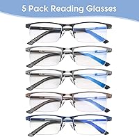 Vista 7 de KONHAGO Lentes de lectura con bloqueo de luz azul para hombres, lectores de metal de medio marco, con bisagra de resorte, antifatiga ocular