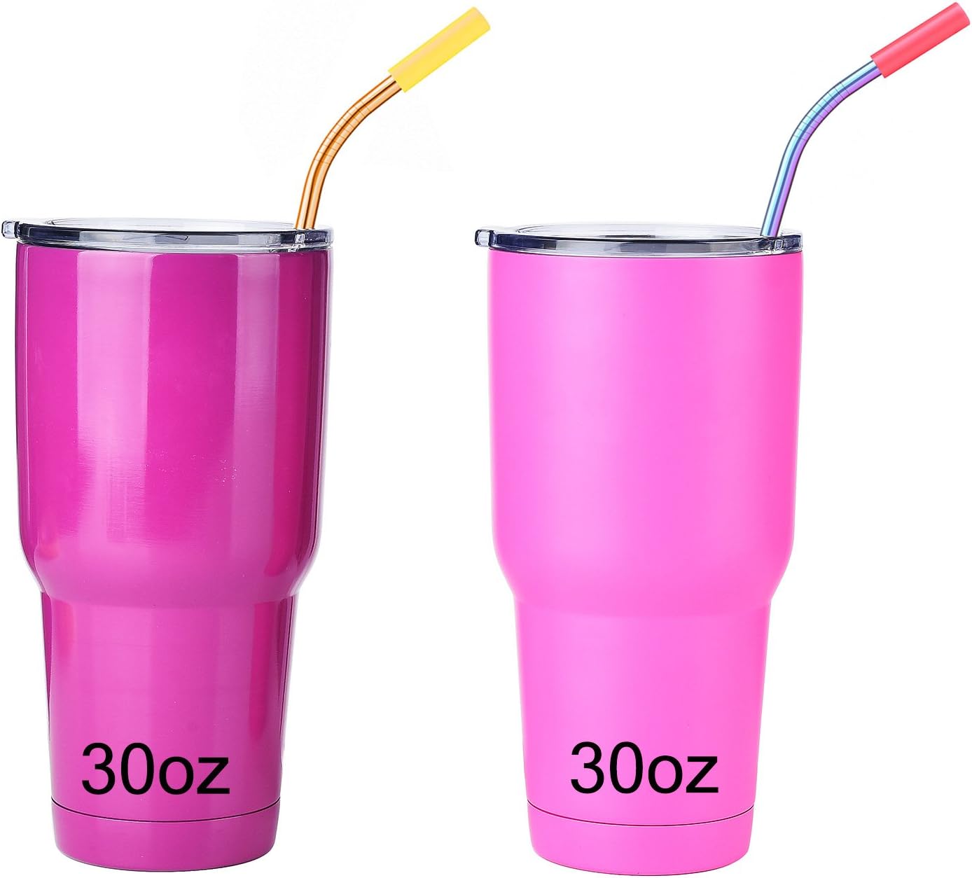 ALINK Colored Stainless Steel Straws with Silicone Tips, 10.5" Long Reusable Gold/Rose/Black Metal Straws for 20 30 OZ Yeti Tumbler, RTIC, Tervis, Mason Jar, Set of 10 with Cleaning Brush