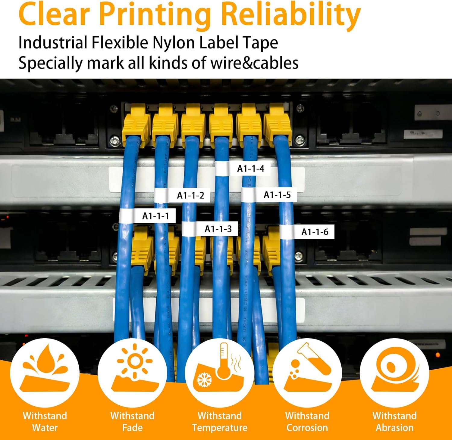 18488 Replace for Dymo Rhino Flexible Nylon Industrial Label Tapes, Use with DYMO Rhino Pro 4200 5200 5000 6000 Label Maker, Black on White, 1/2'' x 11.5' (12mm x 3.5m), 4-Pack