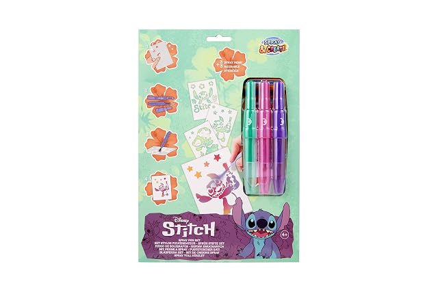 Disney Stitch ST23363V1 - Kit de pintura para niños, 3 bolígrafos pálidos y plantillas reutilizables, kit…