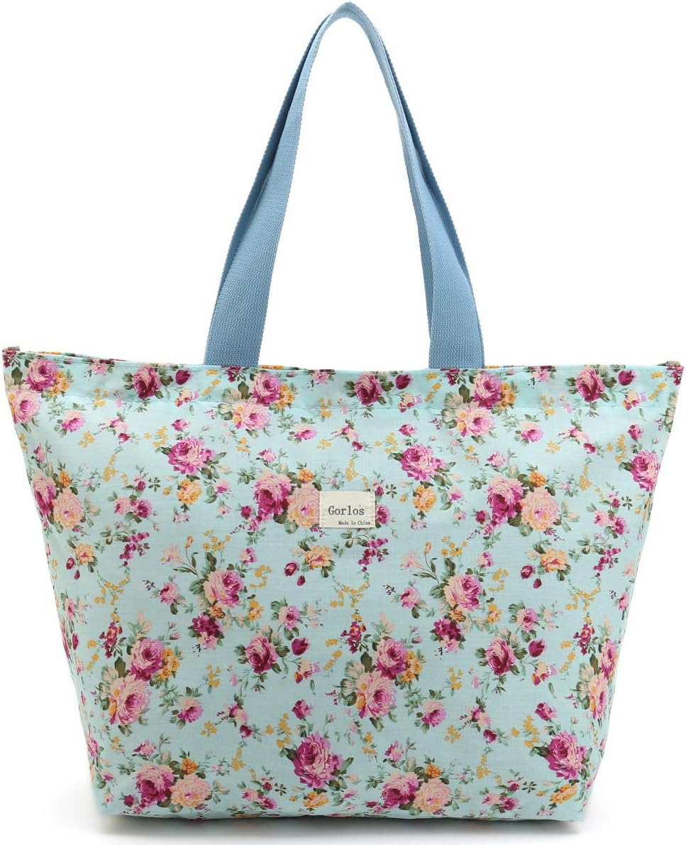 Women's Hobo Handbags,Tote Shopping Bag For Women,Gym Tote Bags,Travel Tote Bags,Shoulder Bag for Gym Beach Travel Daily Bags (S, E-Tote Bag-Floral-Green)