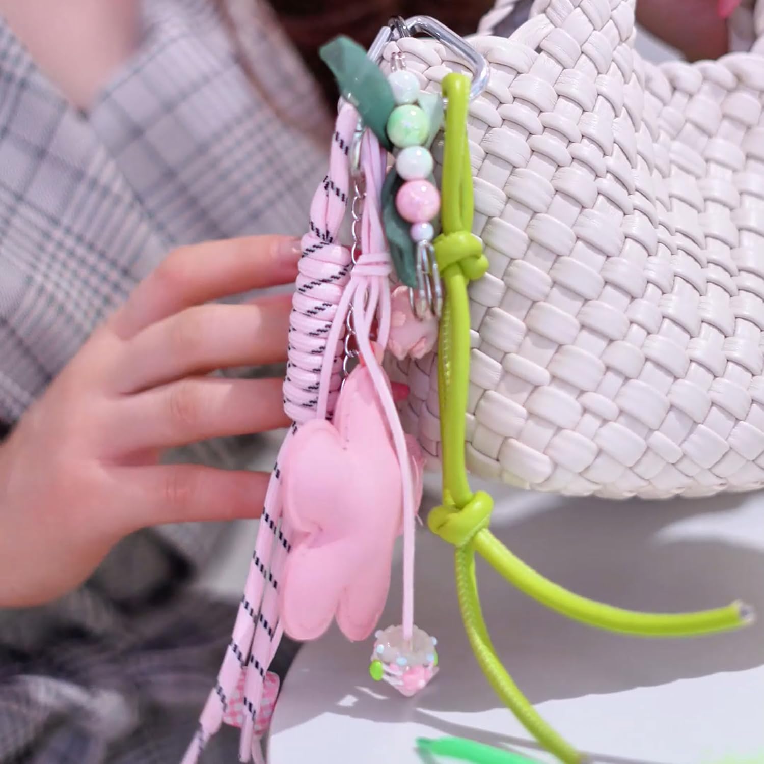 Cute Bag Charms Keychain Heart Handbag Accessories Key chains Decor for Women Girls Purse Ornament - Image 6