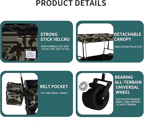 Miniatura 4 de GOAWGO Carro plegable plegable para jardín exterior, carrito de playa de gran capacidad, carrito de playa resistente para camping, deportes,